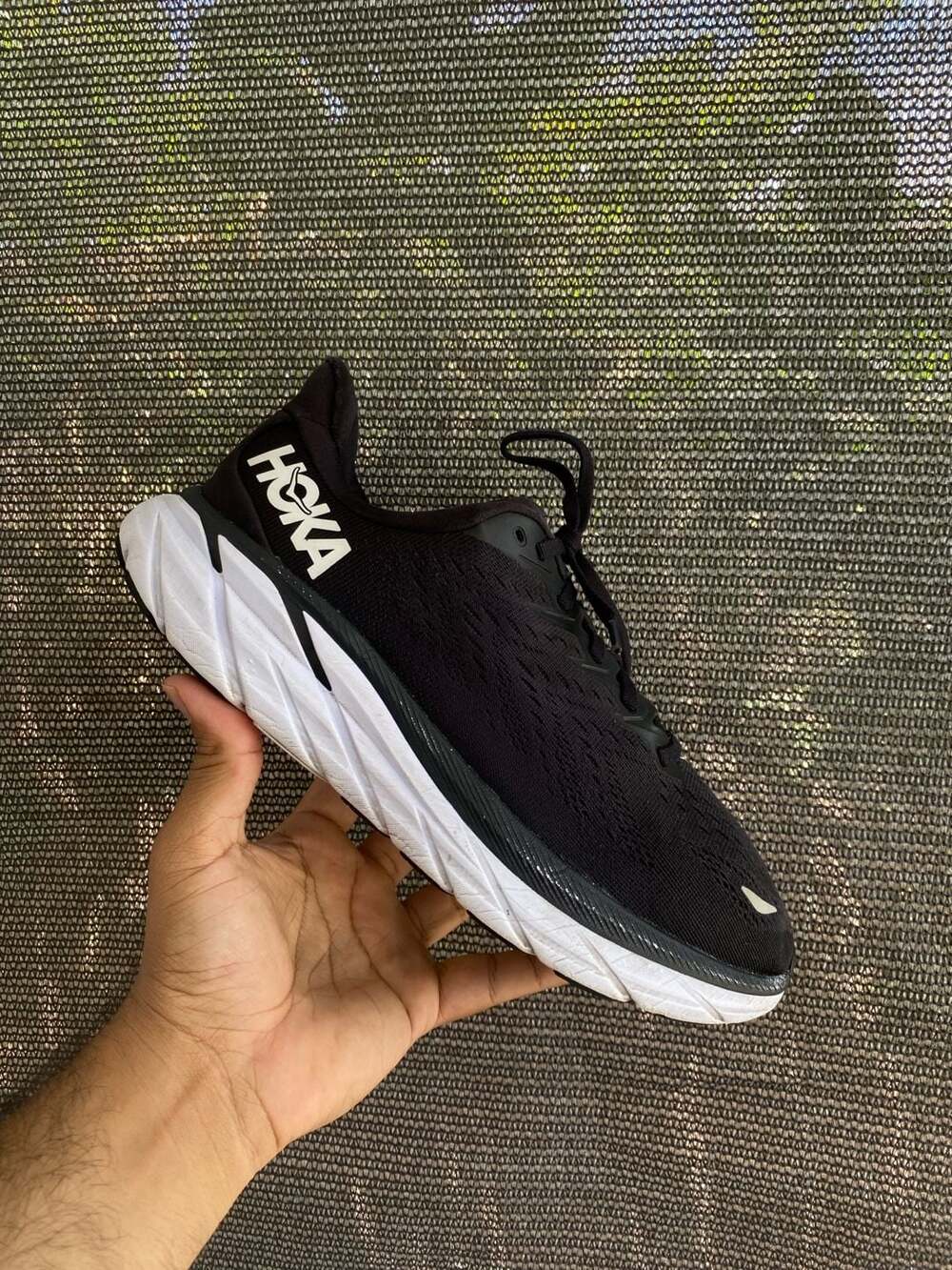 HOKA Clifton 8 Running Shoes Black and White